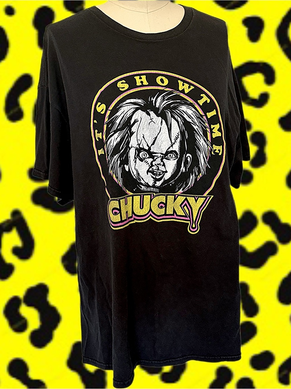 Chucky "It's Showtime" Black Graphic Tee XL Child’s Play Horror